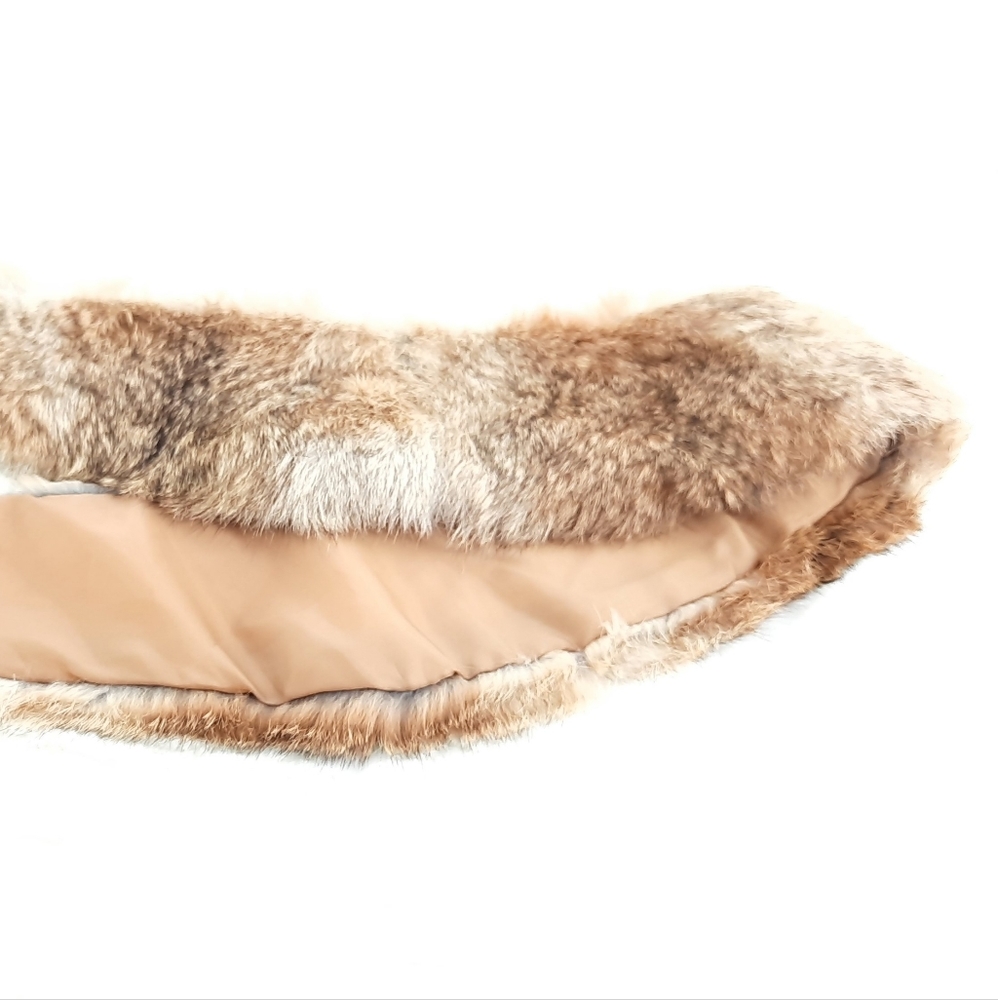 Vintage large Luxury Winter brown,cream,tan Rabbit Fur Neck Wrap